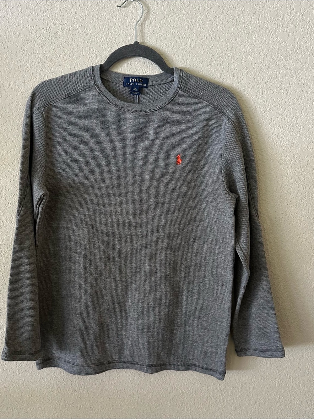 Polo by Ralph Lauren Gray Thermal Crewneck Big Boys youth size 18-20